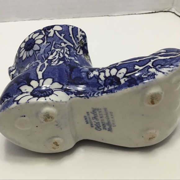 Vintage James Kent Old Foley Cobalt Blue Transferware Boot with Flower Design - Picture 6 of 7